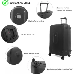 Delsey Grande valise rigide Montcenis TSA polypropylène 76cm