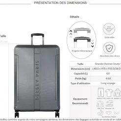 Delsey Grande valise rigide extensible Départ TSA 75cm