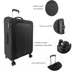 Delsey Grande valise souple Caracas TSA 78cm