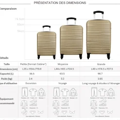 Cactus Lot 3 valises dont 1 valise cabine rigides ABS