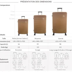 David Jones Lot 3 valises rigides dont 1 valise cabine ABS TSA