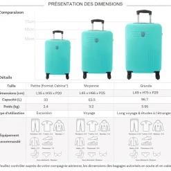 David Jones Lot 3 valises rigides dont 1 valise cabine ABS
