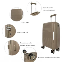 David Jones Lot 3 valises rigides dont 1 cabine PETE TSA