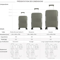 David Jones Lot 3 valises rigides dont 1 cabine PETE TSA