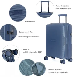 David Jones Lot 3 valises rigides dont 1 valise cabine TSA PETE