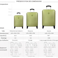 Degré Lot 3 valises rigides dont 1 valise cabine