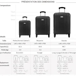 Degré Lot 3 valises rigides dont 1 valise cabine