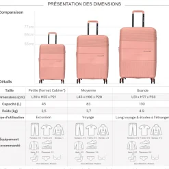 David Jones Lot 3 valises rigides extensibles dont 1 cabine PETE TSA