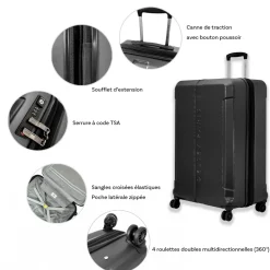 Delsey Lot 2 valises rigides extensibles Départ 65cm et 75cm TSA