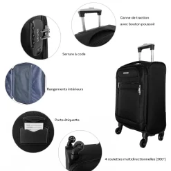 Degré Lot 3 valises souples dont 1 valise cabine