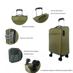 David Jones Lot de 3 valises dont 1 cabine souples extensibles