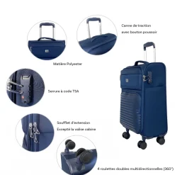 David Jones Lot de 3 valises dont 1 cabine souples extensibles