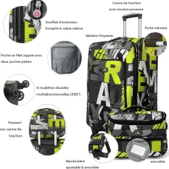 David Jones Lot de 3 valises souples extensibles plus 1 vanity