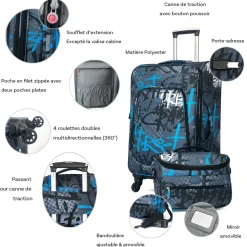 David Jones Lot de 3 valises souples extensibles plus 1 vanity