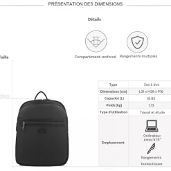 David Jones Sac à dos porte-ordinateur 14"