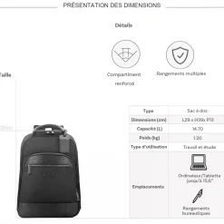 David Jones Sac à dos porte-ordinateur 15.6"