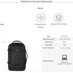 Bleucerise Sac à dos porte-ordinateur et voyage Aoking Bleu Cerise 16''