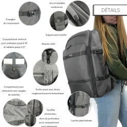 Bleucerise Sac à dos porte-ordinateur et voyage extensible Aoking Bleu Cerise 16''