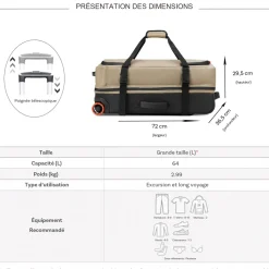 Jeep Sac de voyage avec roulettes 64L JS005A polyester taille L 72cm