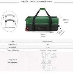 Jeep Sac de voyage avec roulettes 64L JS005A polyester taille L 72cm