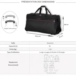 Truck Sac de voyage avec roulettes 76L polyester taille L 75.50cm