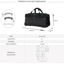 Truck Sac de voyage avec roulettes 64L polyester taille M 65.50cm