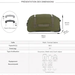 David Jones Sac de voyage cabine à roulettes 38.5L taille S 53cm