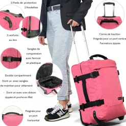 David Jones Sac de voyage cabine à roulettes 35L double compartiment taille S 50cm
