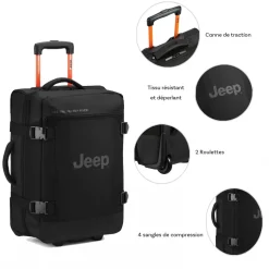 Jeep Sac de voyage cabine avec roulettes 37L JS007C polyester taille S 55cm