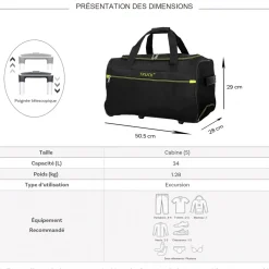 Truck Sac de voyage cabine avec roulettes 34L polyester taille S 50.50cm