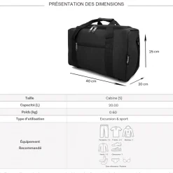 Truck Sac de voyage 20L week-end et sport polyester format Ryan Air sans roulettes