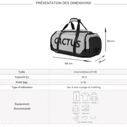 Cactus Sac de voyage week-end et sport 50L 2en1 porté dos sans roulettes