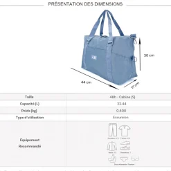 Bleucerise Sac de voyage week-end 22L Bleu Cerise sans roulettes