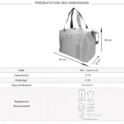 Bleucerise Sac de voyage week-end 21L déperlant Bleu Cerise sans roulettes