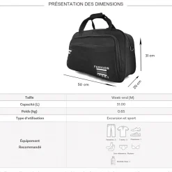 Degré Sac de voyage week-end 31L et sport sans roulettes