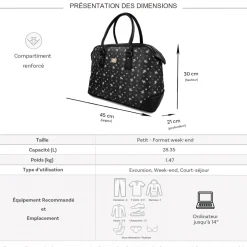 David Jones Sac de voyage week-end 28L porte-ordinateur 14" 45cm sans roulettes