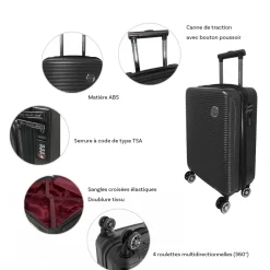 David Jones Valise cabine passe-partout rigide ABS TSA 52.50cm