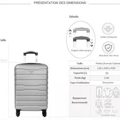 Degré Valise cabine passe-partout rigide ABS 55cm