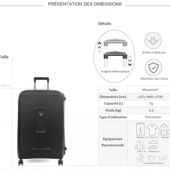 Delsey Valise moyenne rigide Montcenis 69cm TSA Polypropylène