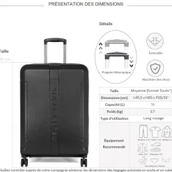 Delsey Valise moyenne rigide extensible Départ TSA 65cm